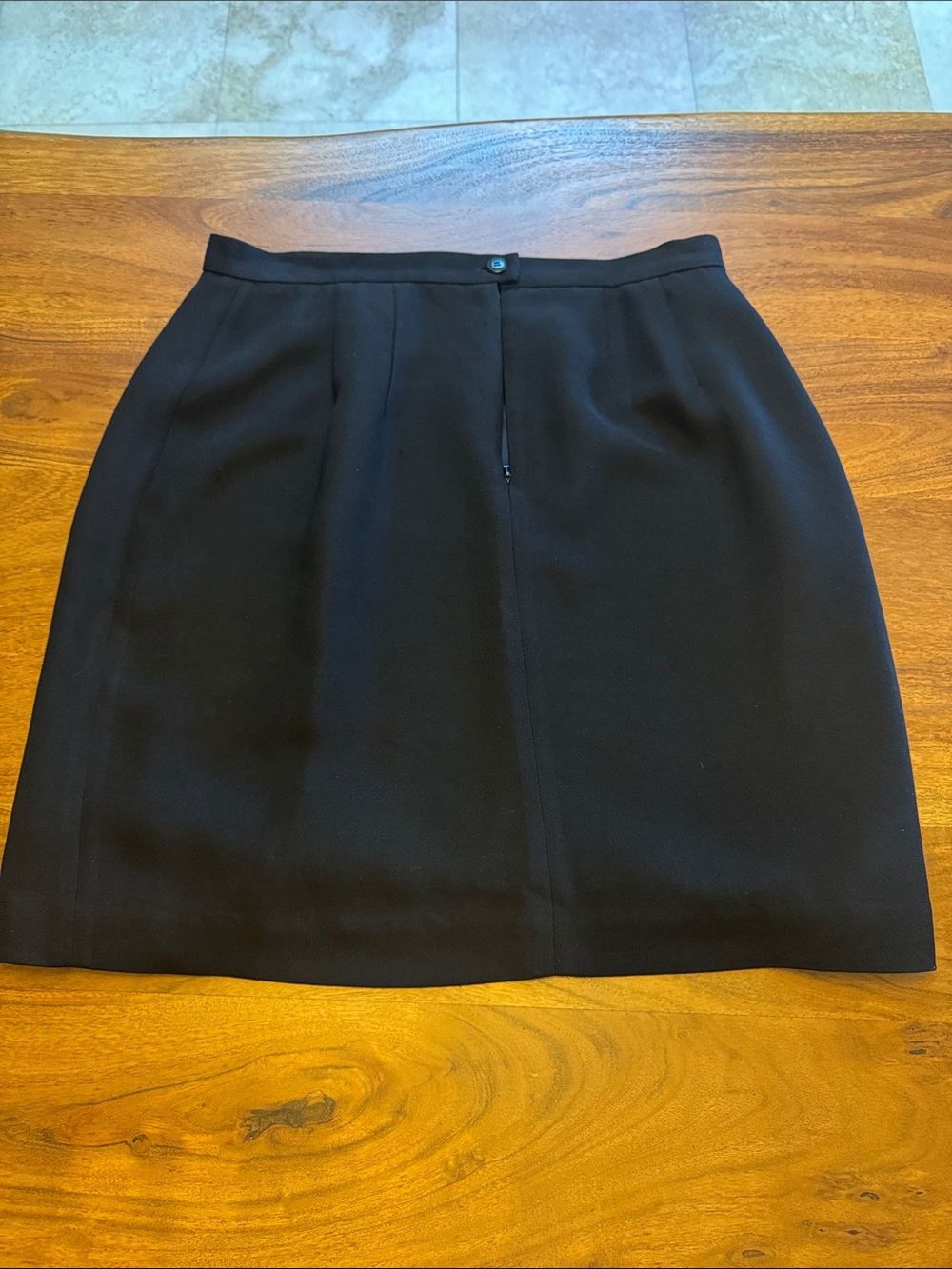 Petite Sophisticate Black Mini Skirt with Front Seam
